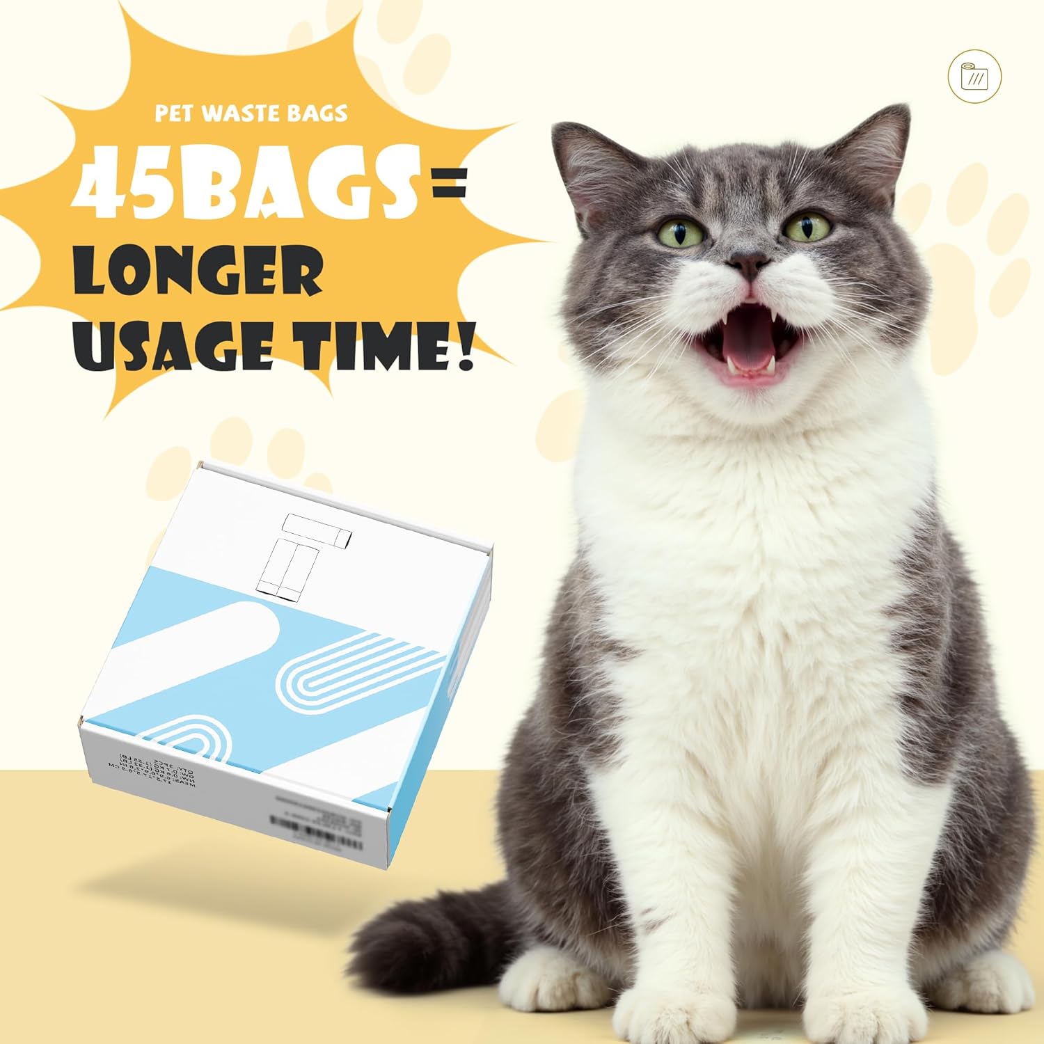 Cat Litter Box Liners for Self-Cleaning Smart Litter Boxes, 25x15 Inch Heavy Duty Leak-Proof Drawstring Litter Bags, Disposable Odor Resistant Pet Waste Bags - 3 Rolls/45 Counts Total