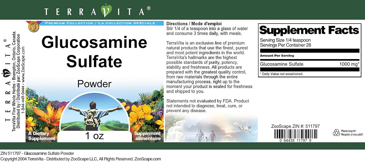 Terravita Glucosamine Sulfate Powder (1 oz, ZIN: 511797) - 3 Pack