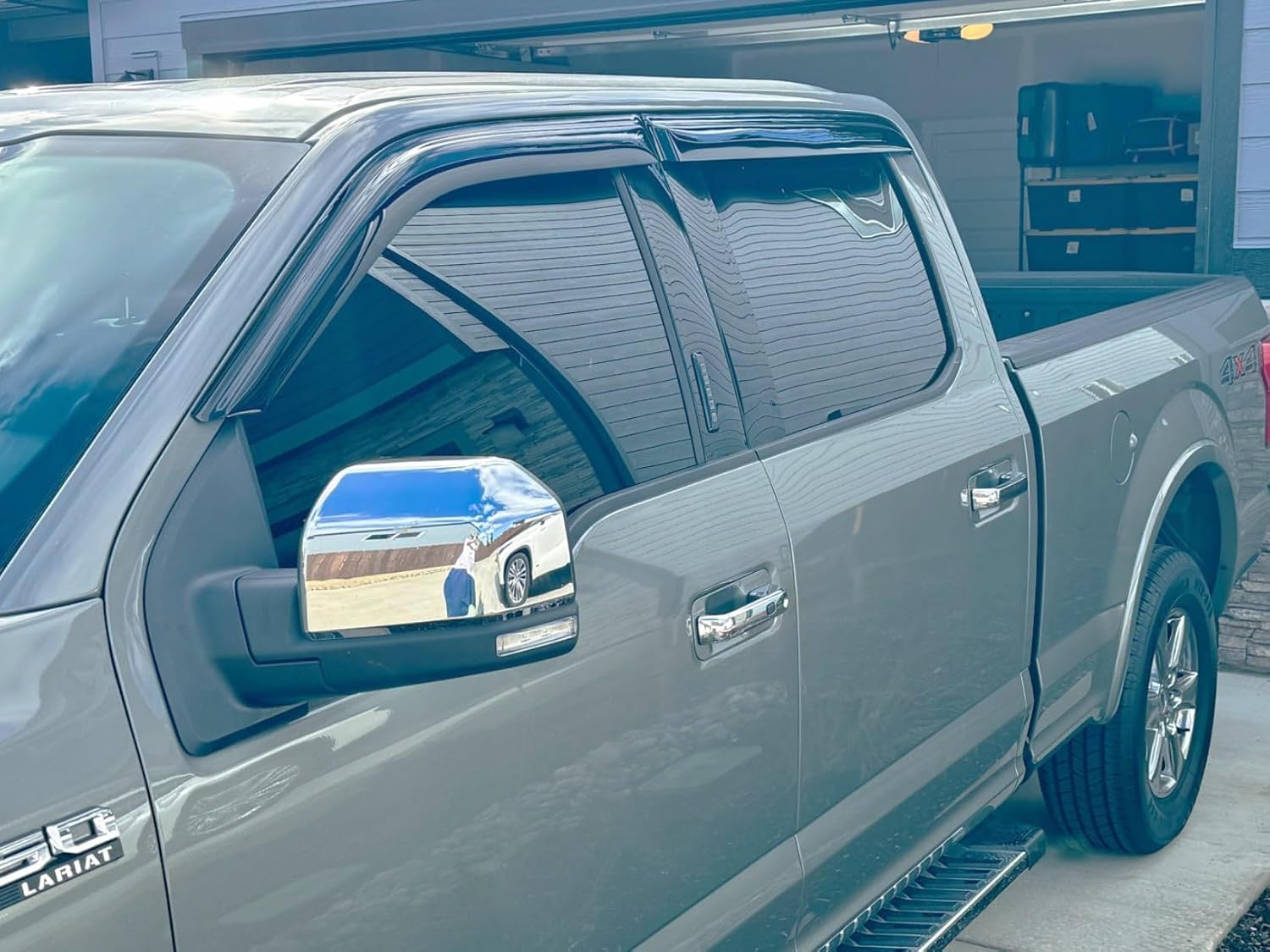 2015-2026 Tape-On Rain Guards for Ford F150 SuperCrew Side Window Deflector Visors (Crew cab only) XL XLT Lariat King Ranch Platinum Limited Lightning 2018 2019 2020 2021 2022 2023 2024 2025