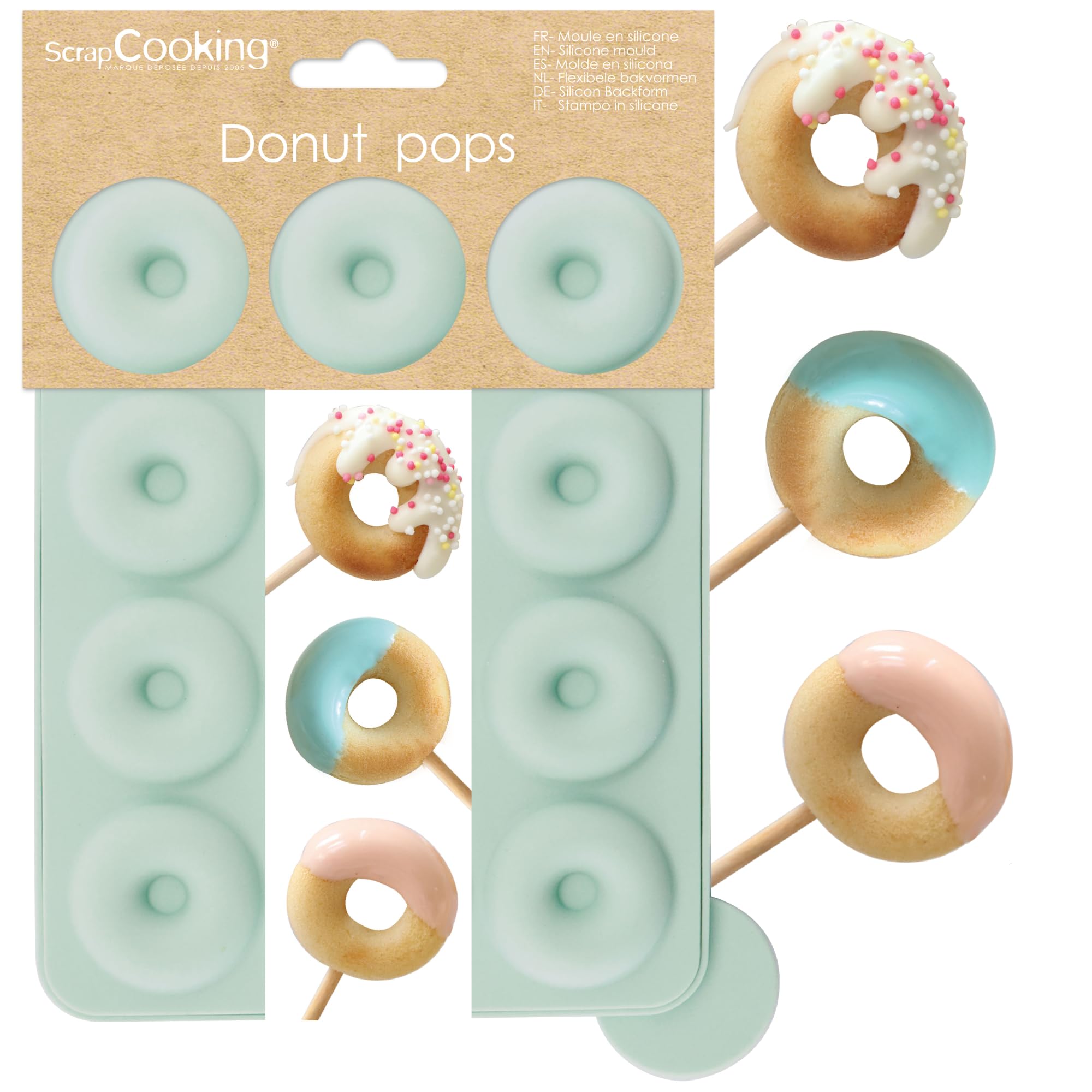 Moule en Silicone 12 Mini Donuts - ScrapCooking - Vert d'Eau