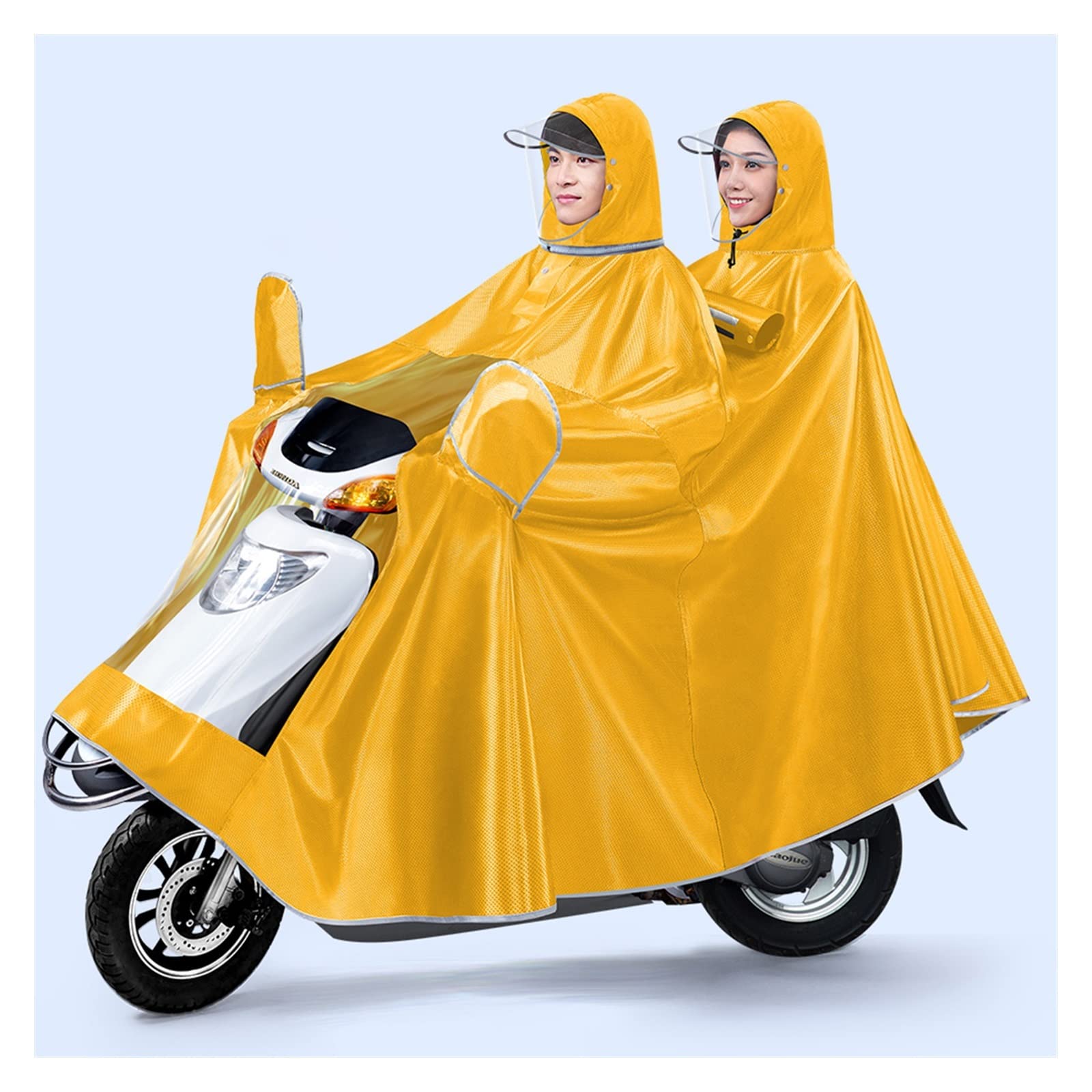 Dqzrtueca Men's Yellow Hooded Rain Poncho With Mirror Cover Multicolor 4XL-5Xl(,4Xl)