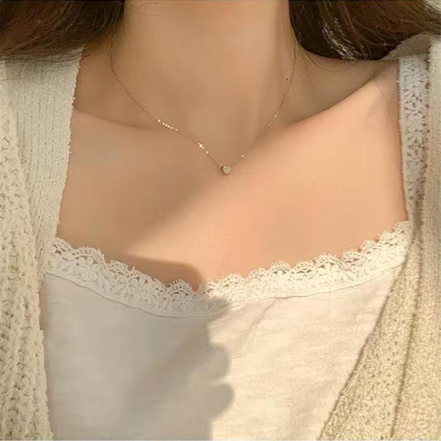 14k Gold Heart Necklaces for Women, Dainty Puffy Heart Stainless Steel Silver Choker Necklaces for Women, Uncommon James Paperclip Heart Necklace Aesthetic Jewelry - Image 5