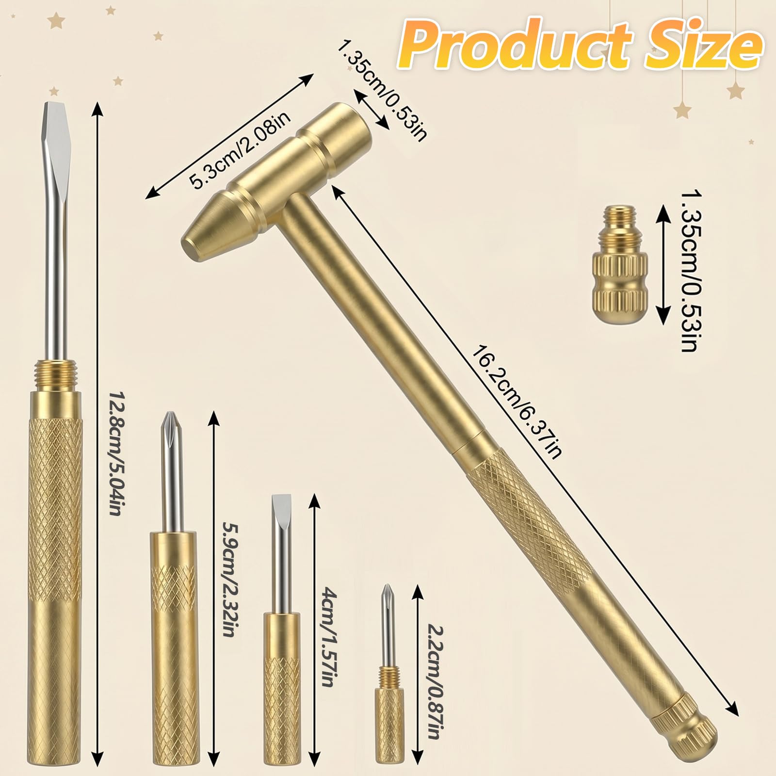 Klein Hammer 6 in 1 Hammer mit Schlitzschraubendreher und Kreuzschlitzschraubendreher für Uhrmacher und Reparateure kleiner Haushaltsgeräte