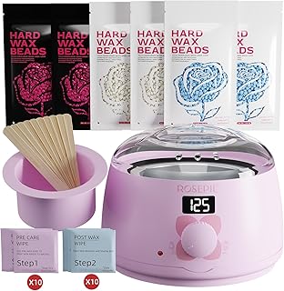 Digital Wax Warmer - Beginner-Friendly Waxing Kit with Smart Temp Control, 6 Packs (3 Colors) Wax Beads for Targeted Hair Removal - Ideal for Body, Bikini, face, Home Salon Use