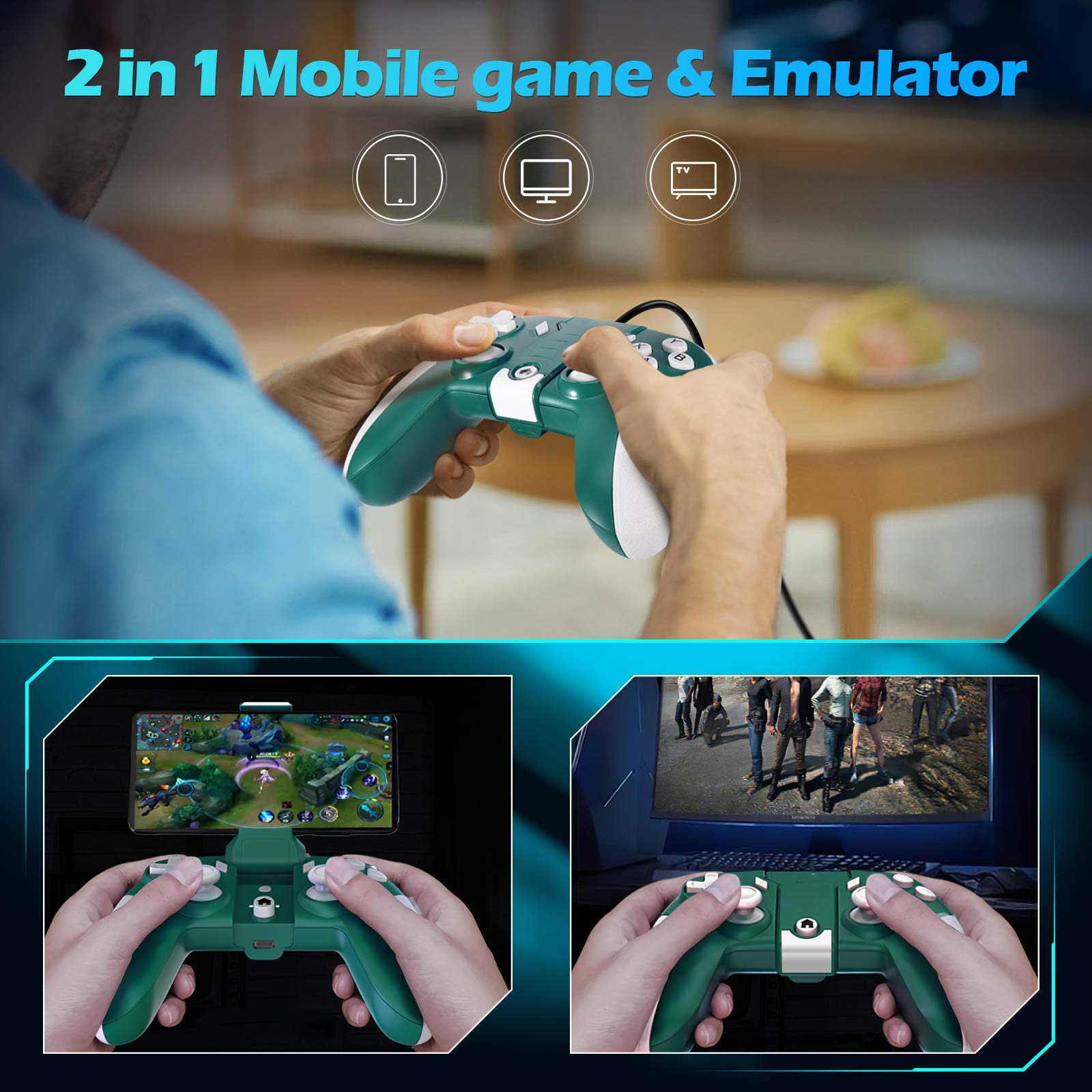 Controlador de Juegos móviles, Controlador de Juegos para Tablet PC de Android, Caja de TV, Gamepad con conexión Tipo C