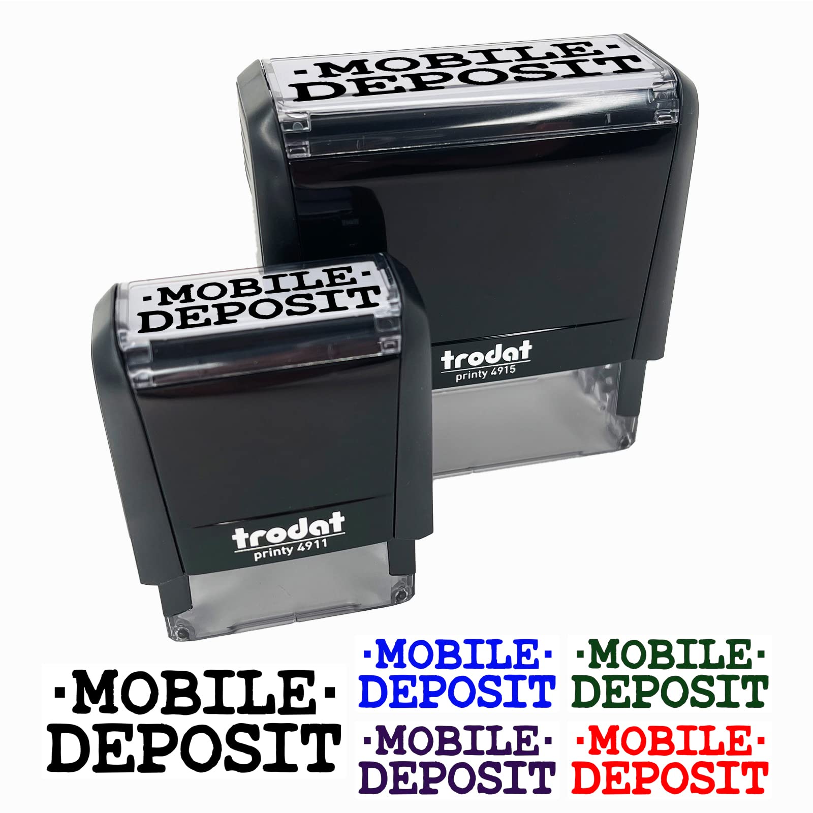 Mobile Deposit Bank Check Self-Inking Rubber Stamp Ink Stamper for Business Office - 2-3/4 Inch Large - Pink Ink