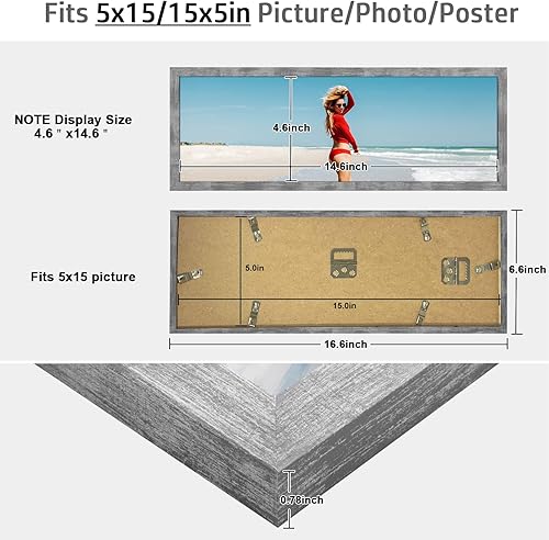 Vista 234 de Marco gris rústico de 18 x 24 pulgadas, marco para póster de 18 x 24 pulgadas, color gris envejecido, grande, retro, natural, 24 x 18 pulgadas