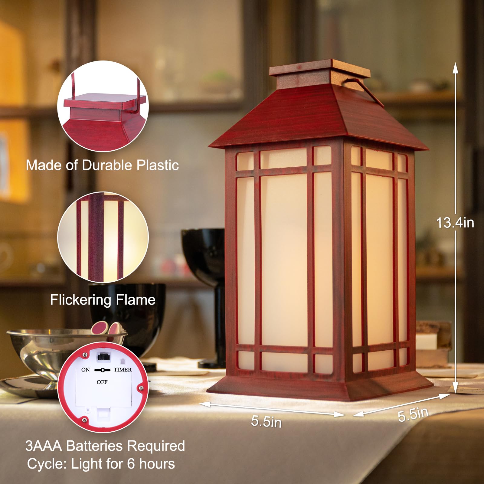 Faroles blancos decorativos para exteriores – Faroles de metal navideños festivos, paquete de 2 faroles colgantes para interiores y exteriores, decoraciones de fiesta de vacaciones