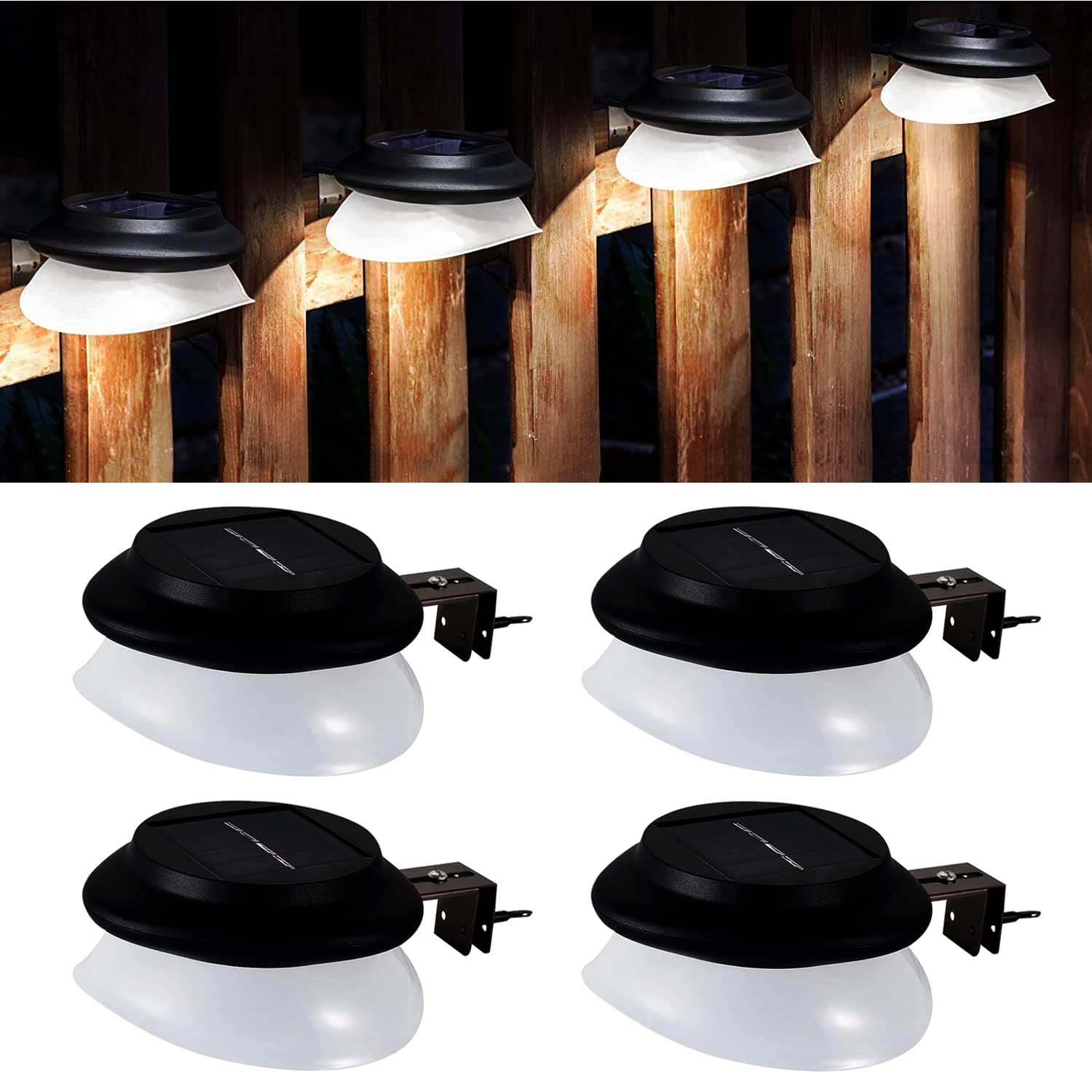 Lyrovo Waterproof ABS Fiber, Plastic Solar Gutter 9 LED Outdoor Fence Wall Light/Lamps (Warm White, Pack of 4) (B09RQHRF3V) Amazon Price History, Amazon Price Tracker