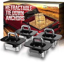 Tigeracing Tie Down Anchors Retractable Truck Bed D Ring Compatible 2015-2019 F150 | 2017-2019 Super Duty with Mis-Aligned Rail Cap All Metal - 3000 LBS Capacity (of 4) - coolthings.us