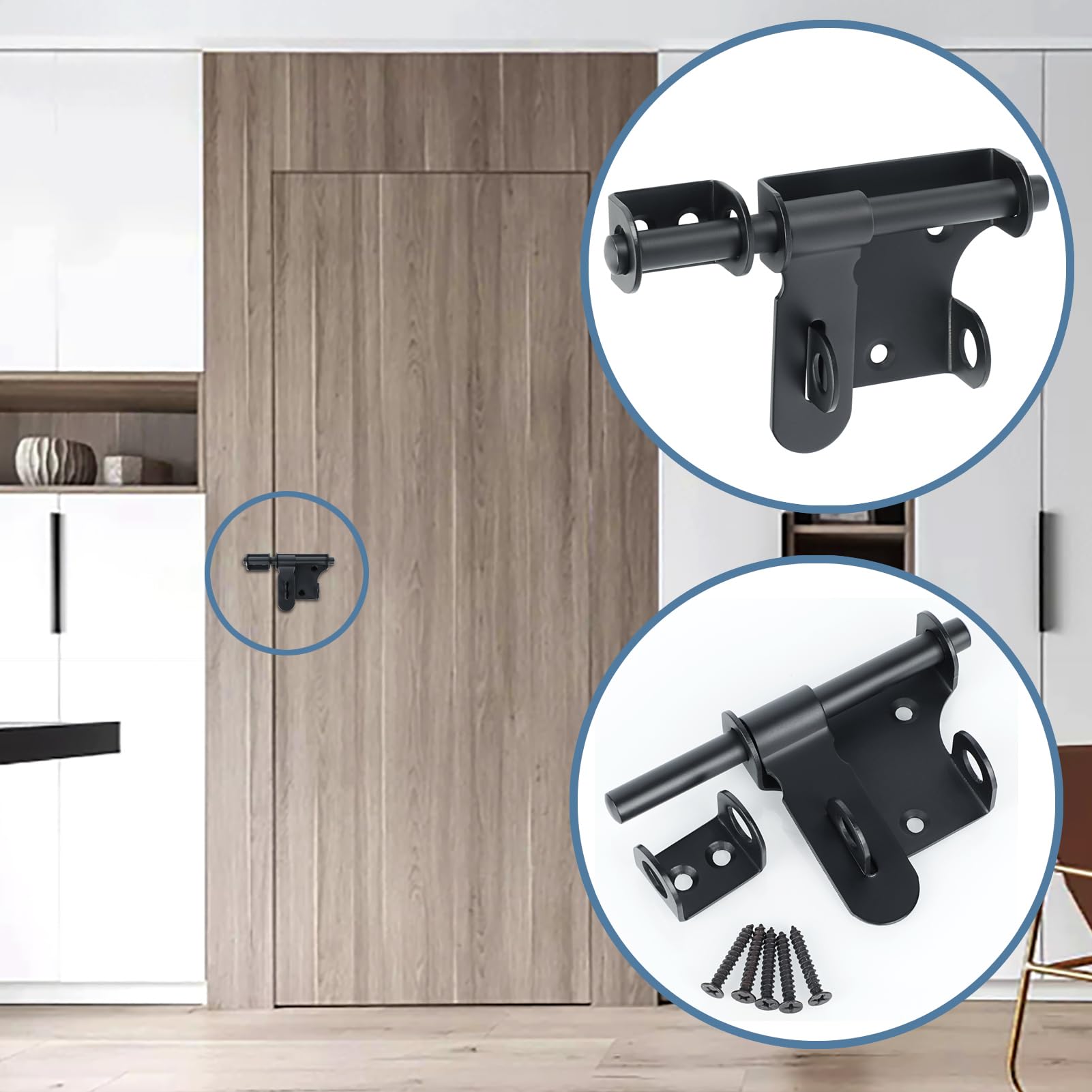SAYAYO Gate Lock Garden Gate Bolt Latch for Wooden Gates Heavy Duty Sliding Shed Locks Outdoor Stainless Steel Black - Image 4