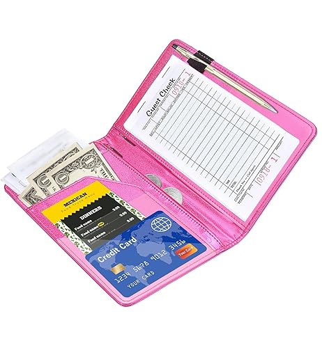 Miniatura 5 de Libreta organizadora para camarera Book&Waitstaff de piel con brillos y cartera y bolsillo con cierre lindo organizador con bolsillo para monedas