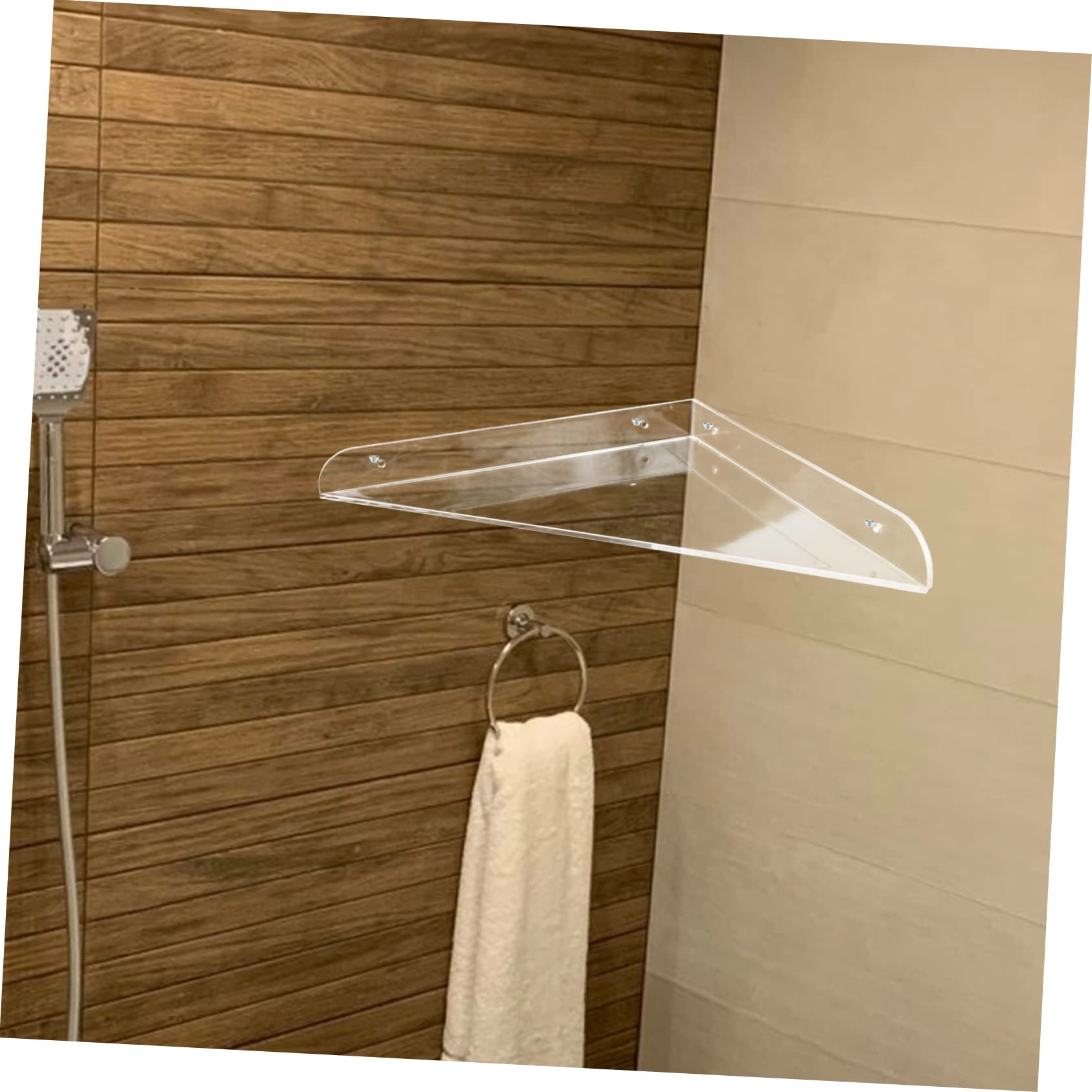 Estante de Esquina para Baño de Acrílico, 1 Juego, Montaje en Pared | Organizador Mural para Ducha, Diseño Triangular Transparente, Almacenamiento Práctico