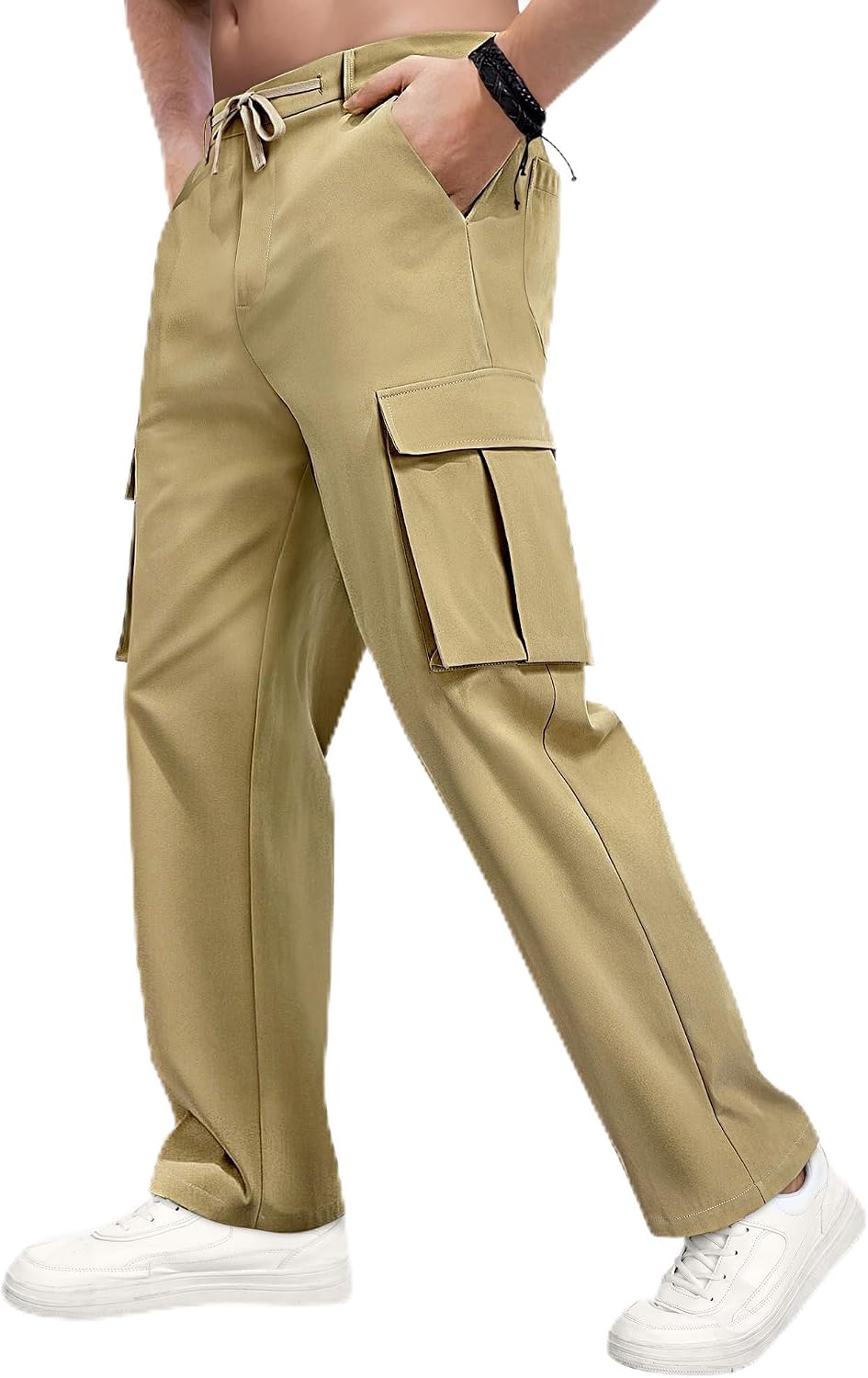 Men's Casual Cargo Pants Loose Fit Baggy Straight Leg Sweatpants Outdoor Work Hiking Jogger Pants with 6 Pockets