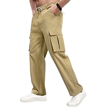 Mens Casual Cargo Pants Loose Fit Baggy Straight Leg Sweatpants Outdoor Work Hiking Jogger Pants with 6 Pockets