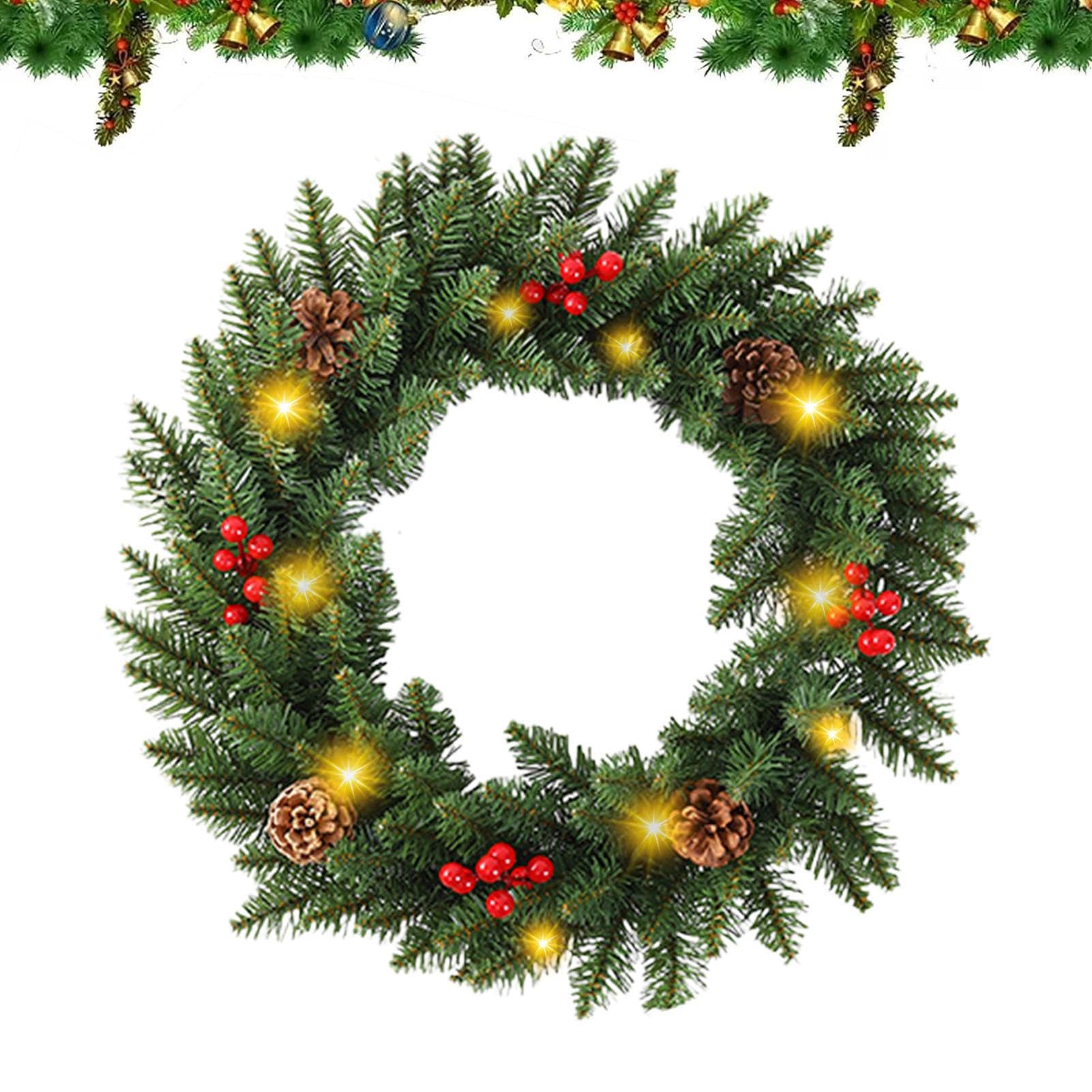 Couronne de Noël artificielle haut de gamme pour intérieur et extérieur