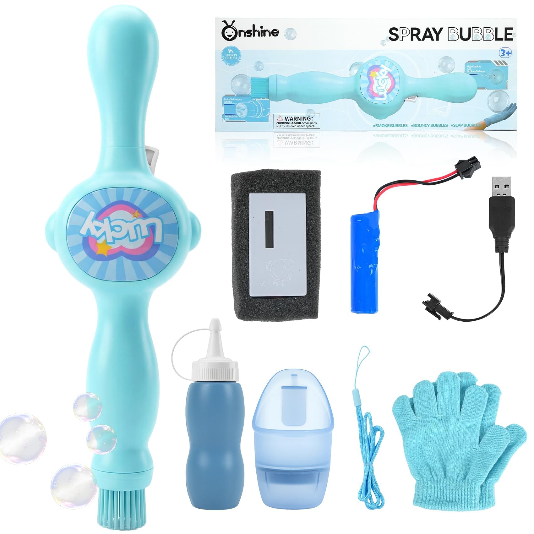 2026 New Smoke Bubble Machine | Rechargeable Automatic Bubble Blower with Colorful Lights & Music, Magic Fog Bubble Maker for Party, Beach, Summer Outdoor Activities (Blue)