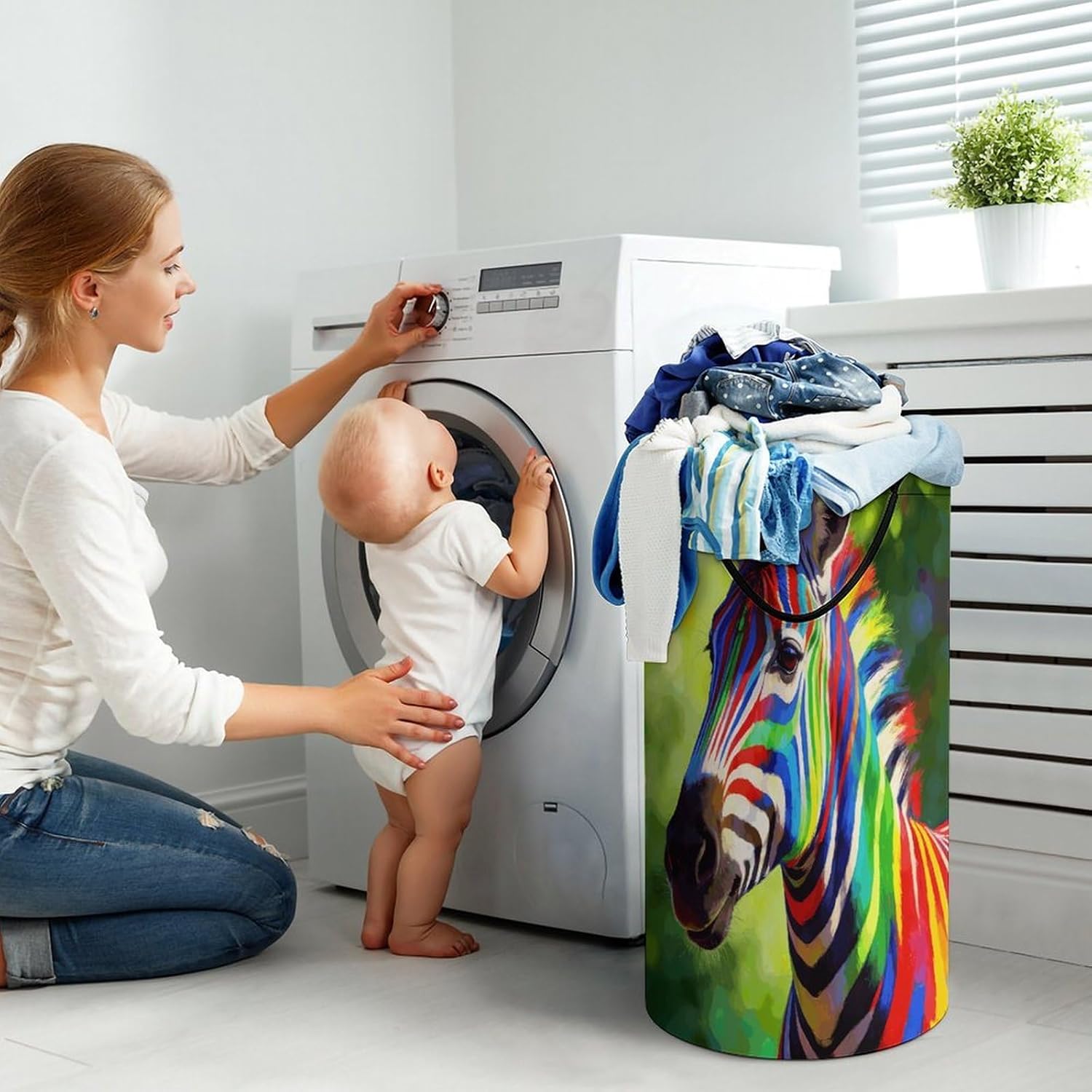 Dreams in The Forest Laundry Hamper 86L Waterproof Collapsible Clothes Basket with Double Handles Freestanding Foldable Laundry Basket Large Clothes Hamper for Bathroom