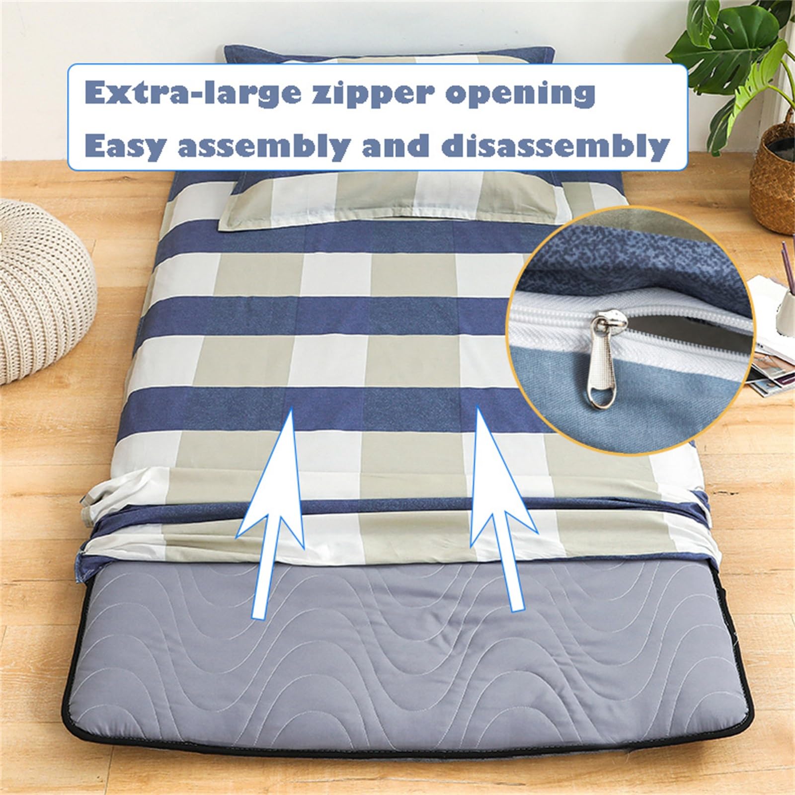 Housse De Matelas Futon Japonais, Protège-Matelas De Sol, for Tatami avec Fermeture Éclair, Ultra Douce Et Lavable en Machine(Star,180x200cm/70x79in)