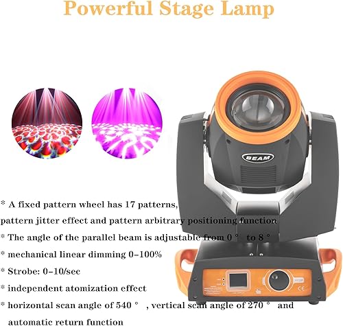 Miniatura 3 de Lemonrain 7R 230W Beam Sharpy Moving Head Light, 17 Gobos RGBW Beam Lights 14 Colores Led Cabeza Móvil Luces Dj Luces w16 Canales para Iglesia Boda