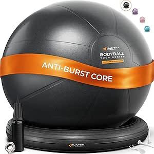 Yoga Ball Chair for Office Desk with Base - Ergonomic Balance & Stability Exercise Ball Seat for Adults