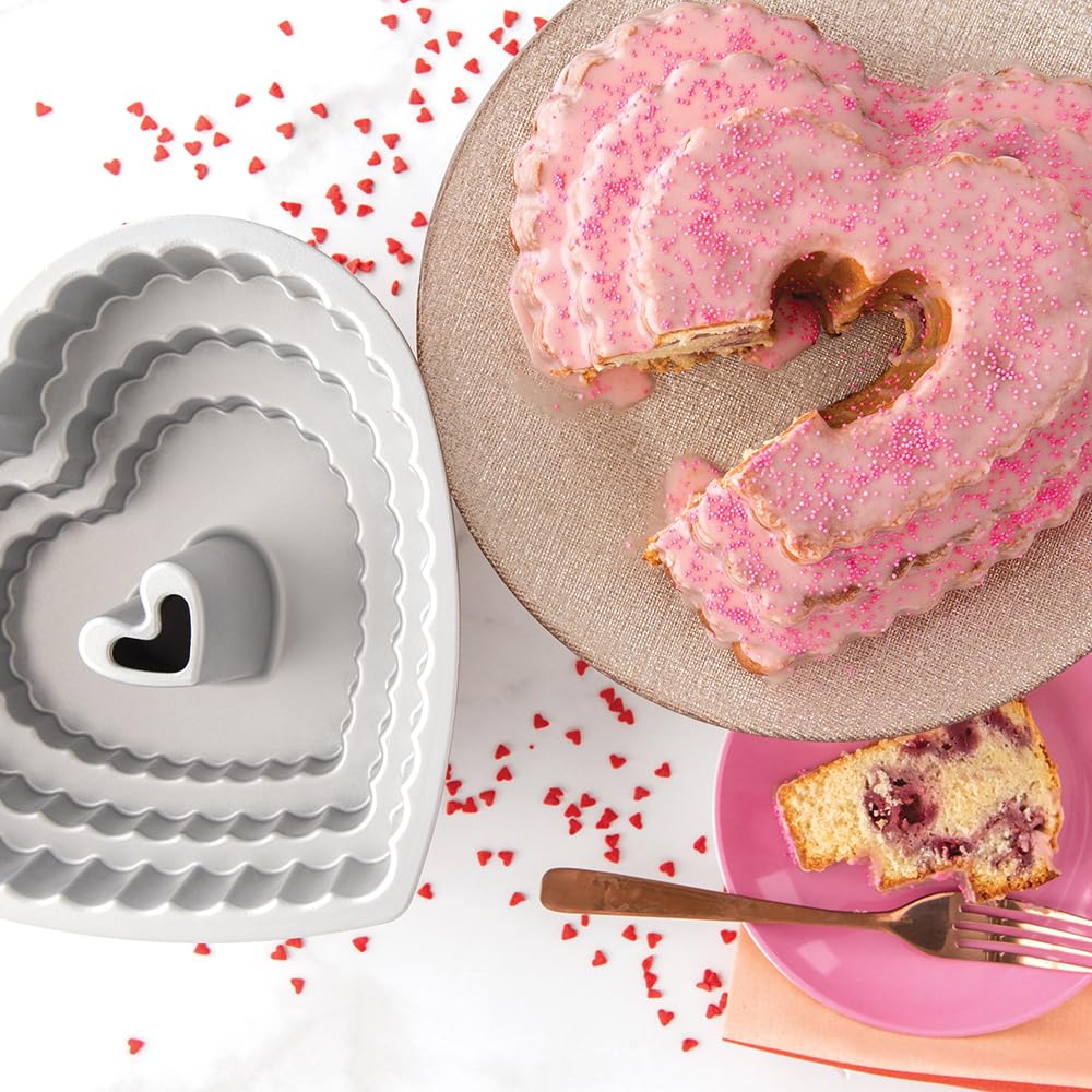 'NordicWare molde "Corazón de Corona – Corazón Molde, aluminio, plateado, 26,7 x 25,4 x 11 cm, 1 unidad