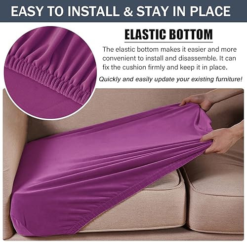 Miniatura 5 de Funda de cojín elástica de terciopelo suave, funda de cojín de felpa de terciopelo suave, funda de sofá, protector de muebles con parte inferior