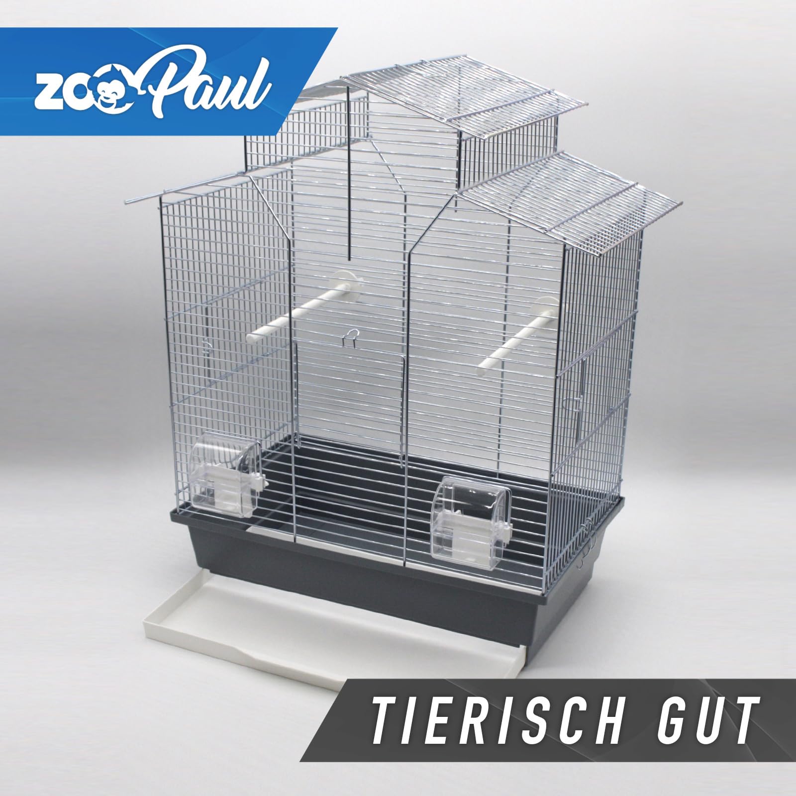 Zoopaul Vogelkäfig IZA 2 II Mokka 52x30x60 cm für Wellensittiche und Kanarien, Verchromter Stahl mit Kunststoff Unterschale