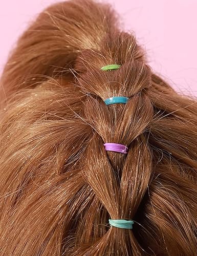 Miniatura 6 de B1jounie YA Lazos elásticos para el cabello de color caramelo en recipiente resellable para niños, elásticos para el cabello de los niños, lazos