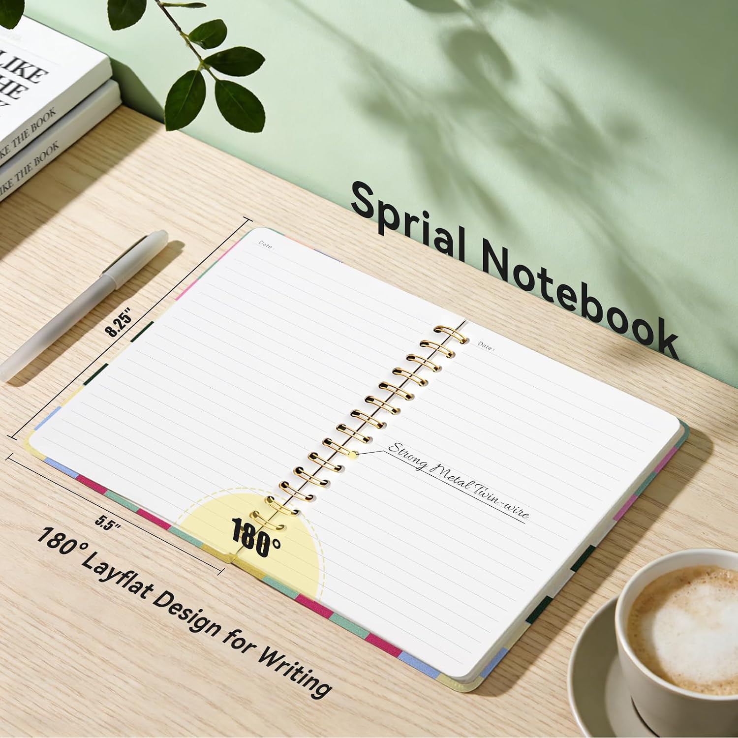 Lined Spiral Journal Notebook for Work A5, 160 Pages, Checkered Pattern image 2