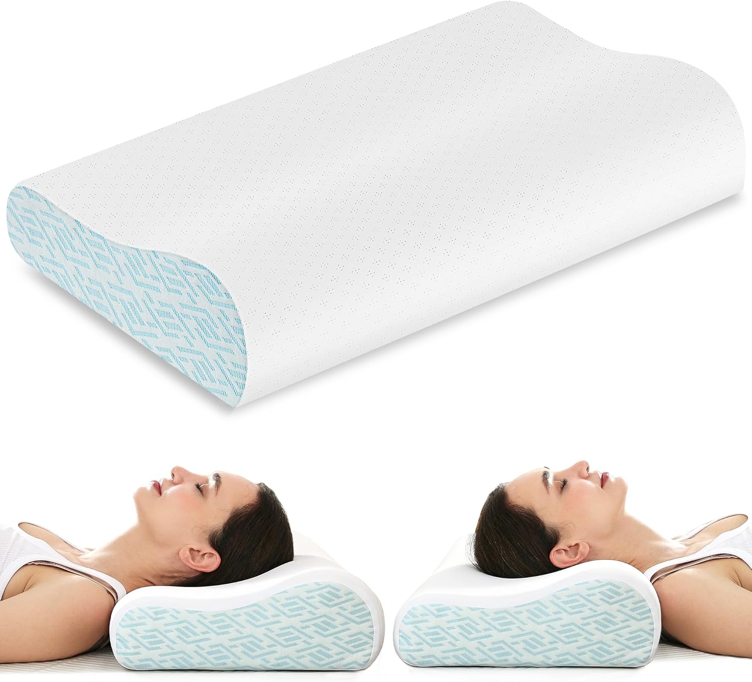 Memory Foam Pillows for Neck Pain Relief, Cooling Neck Pillow for Sleeping, Ergonomic Cervical Neck Support Pillow with Breathable Pillowcase for Side Back Stomach Sleepers