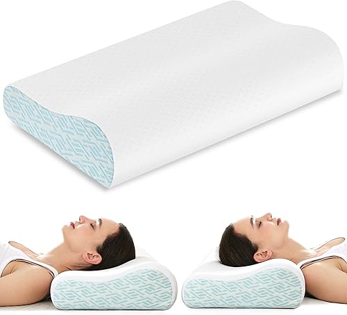 Almohadas de espuma viscoelástica para alivio del dolor de cuello, almohada de cuello refrescante para dormir, almohada cervical ergonómica con