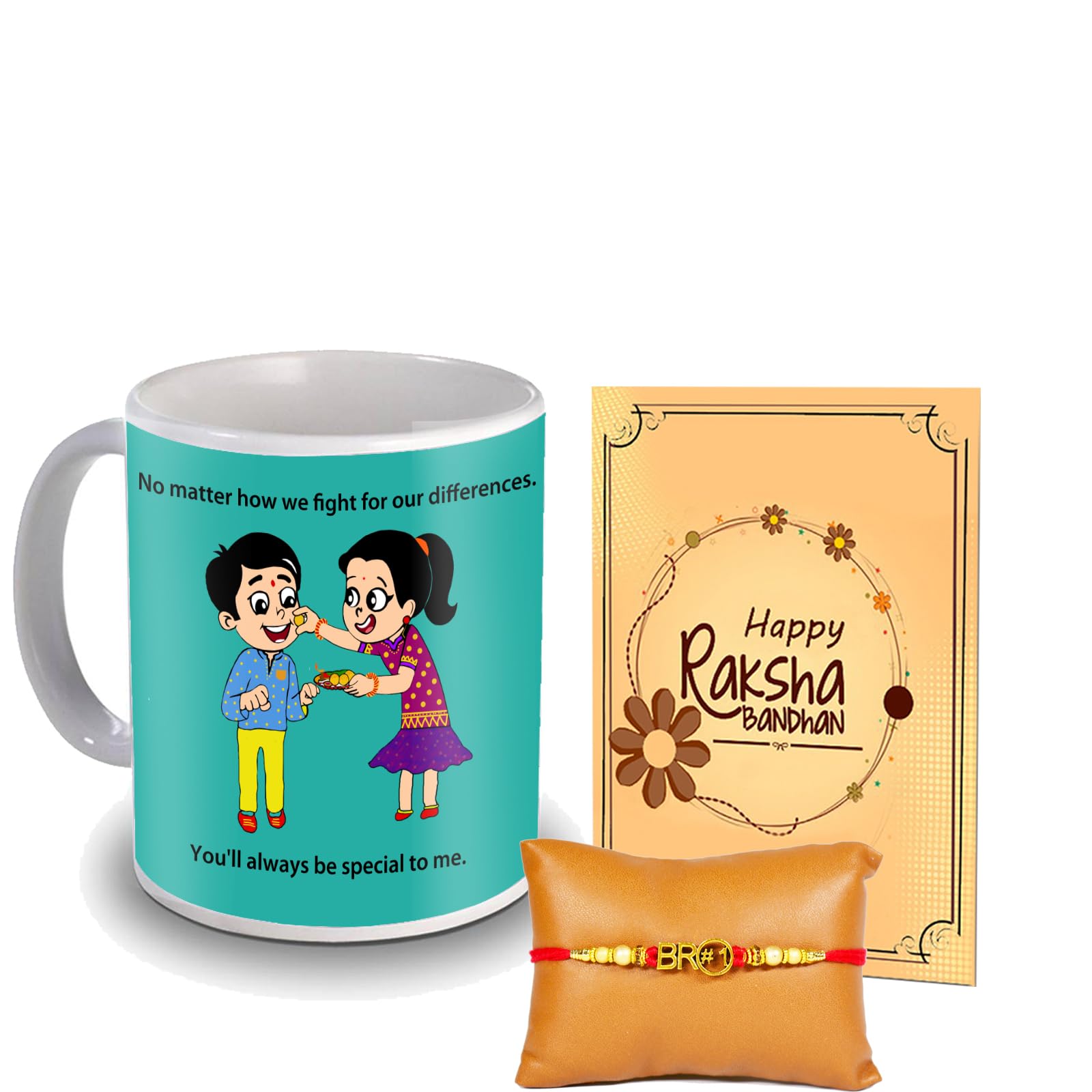 ME & YOU Fancy Rakhi Gift Hamper for Brother |Raksha Bandhan for Brother | Rakhi Gift for Bhai with 325Ml Coffee Mug, Rakhi and Greeting Card-image-8