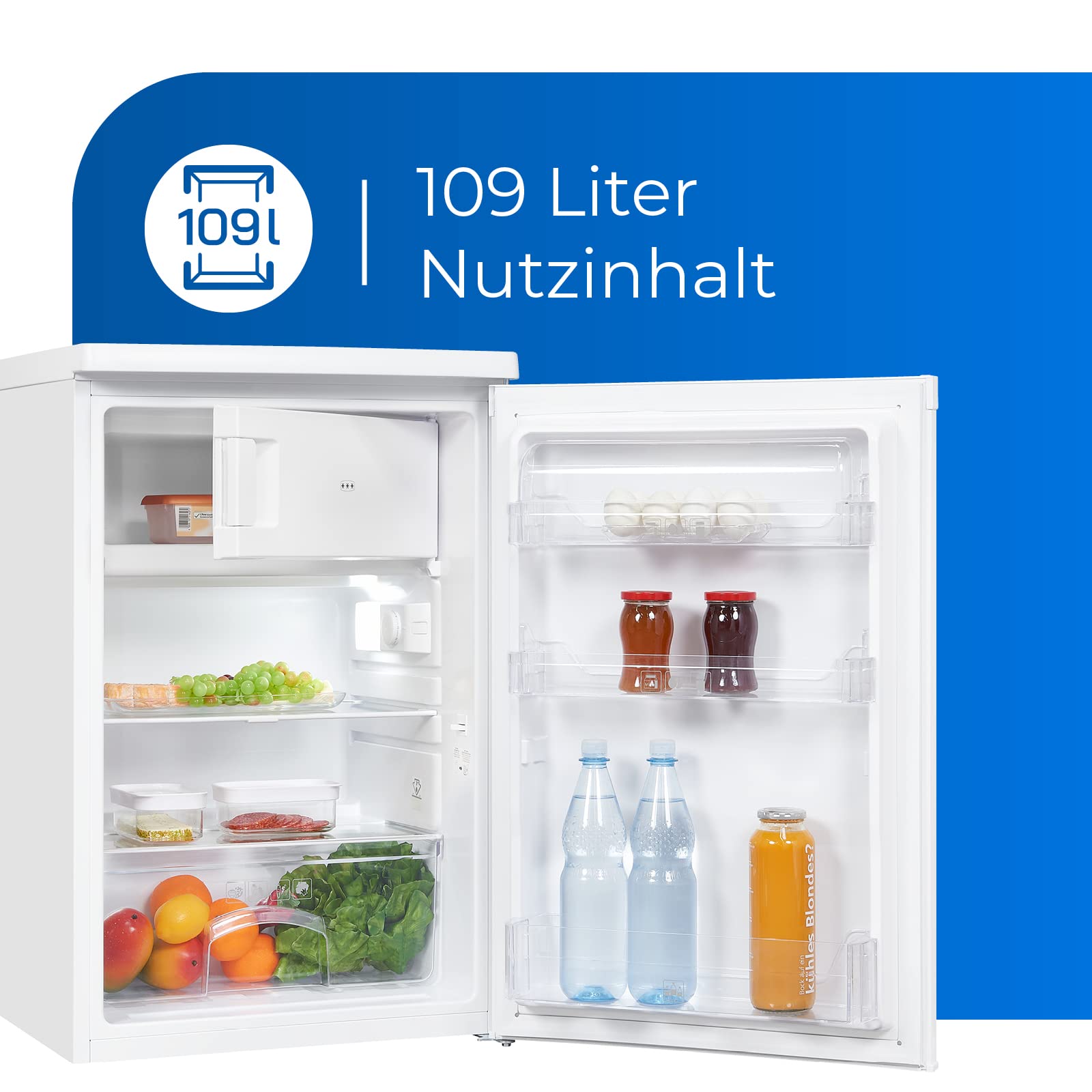 Exquisit Kühlschrank KS16-4-E-040E Weiß - 109 L mit 4-Sterne Gefrierfach
