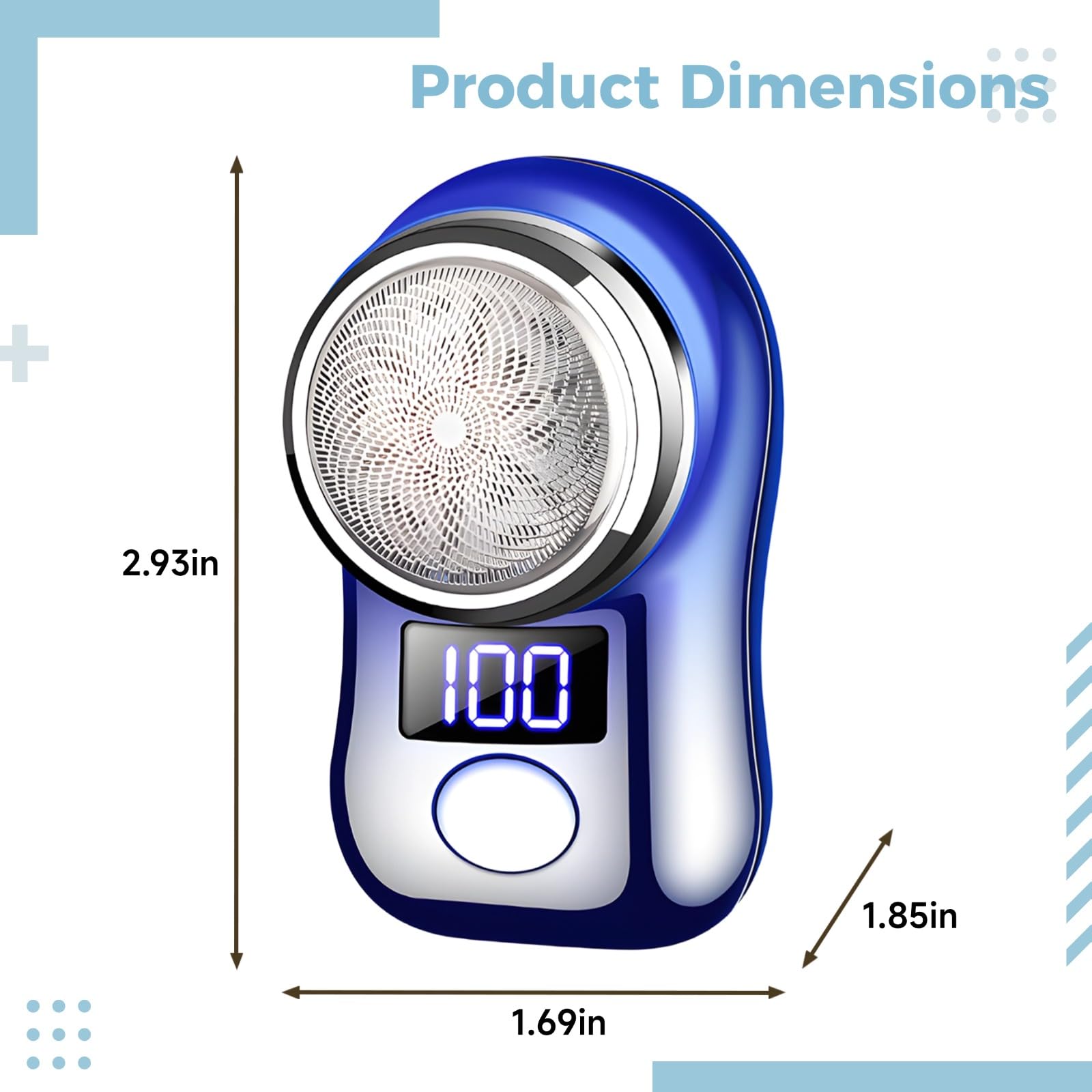 Mini rasoio elettrico per uomini e donne, rasoio portatile ricaricabile USB con display a batteria, mini rasoio compatto per la cura quotidiana, 74,5 x 47 x 43 mm