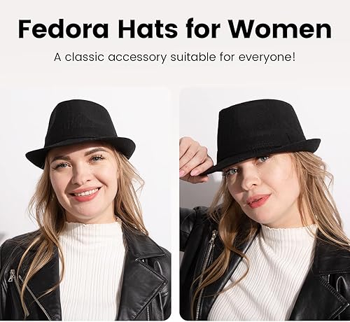 Miniatura 4 de Sombrero clásico de Manhattan estructurado Trilby Fedora para hombre para mujer