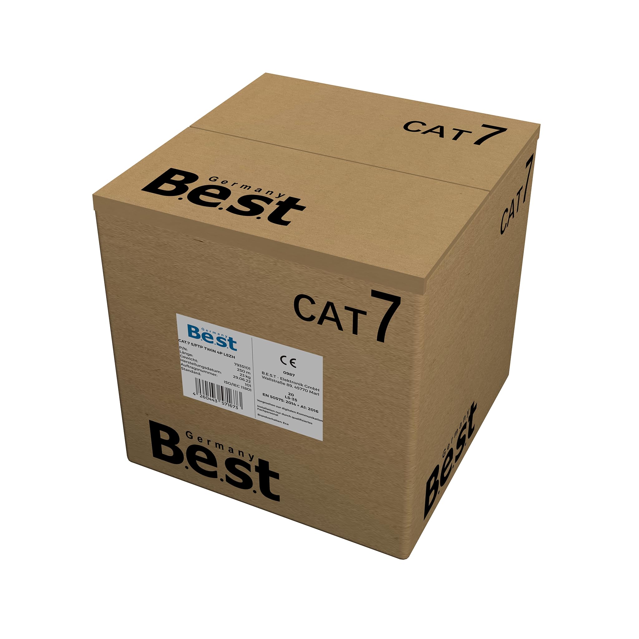 Germany B.e.s.t Cavo di rete duplex Best Gigabit CAT 7, 250 m, in rame, LAN 1000 MHz S/FTP Kat 7