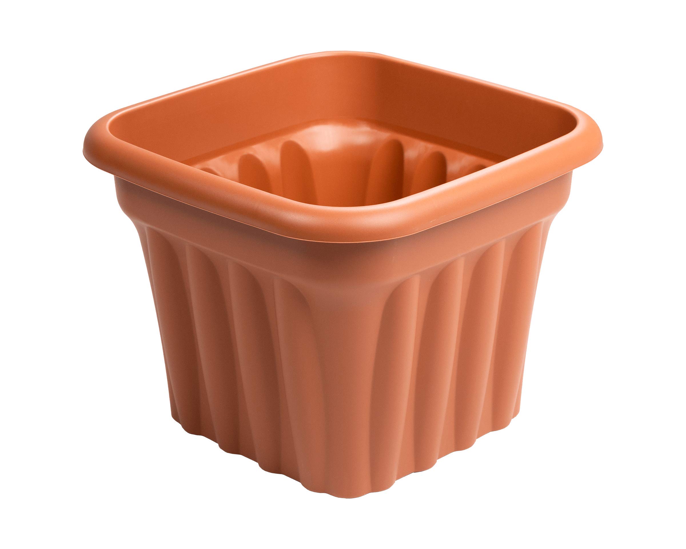 Muddy Hands Large Square Plant Pot Outdoor Garden Vegetable Fruit Flower Herb Tree Plastic Planter (25 Litre, Terracotta)