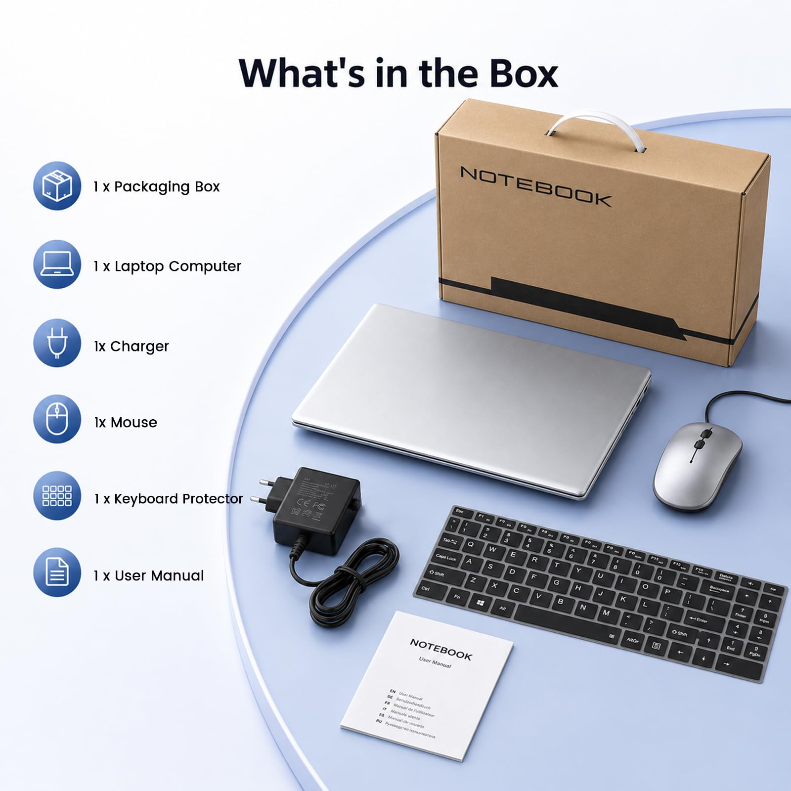 2026 Ordenador portátil 15.6 Pulgadas pc portátil 5025U, 8GB RAM 128GB SSD DDR4, Lector Huellas dactilares, 5G WiFi USB 3.0, 1920 x 1080 IPS FHD, 5000 mAh, Teclado Completo retroiluminado/Panel táctil