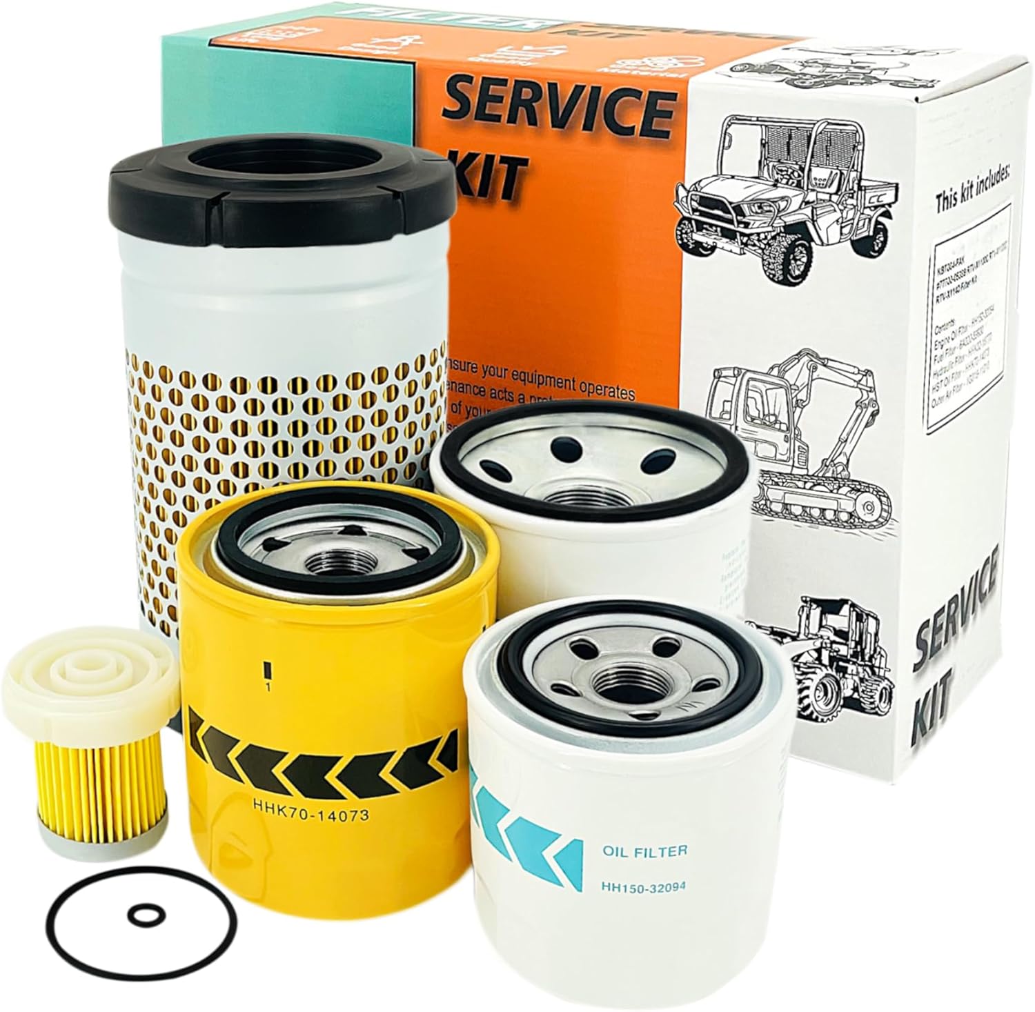 Euros K1211-82320 Air Fil-ter Maintenance Kit Fit For Kubota BX22D BX23S BX23D BX1880 BX2360 BX2380 BX2230 Rep HH150-32430/HHK20-36990 Oil/Transmission Filter (White-K1211-82320)