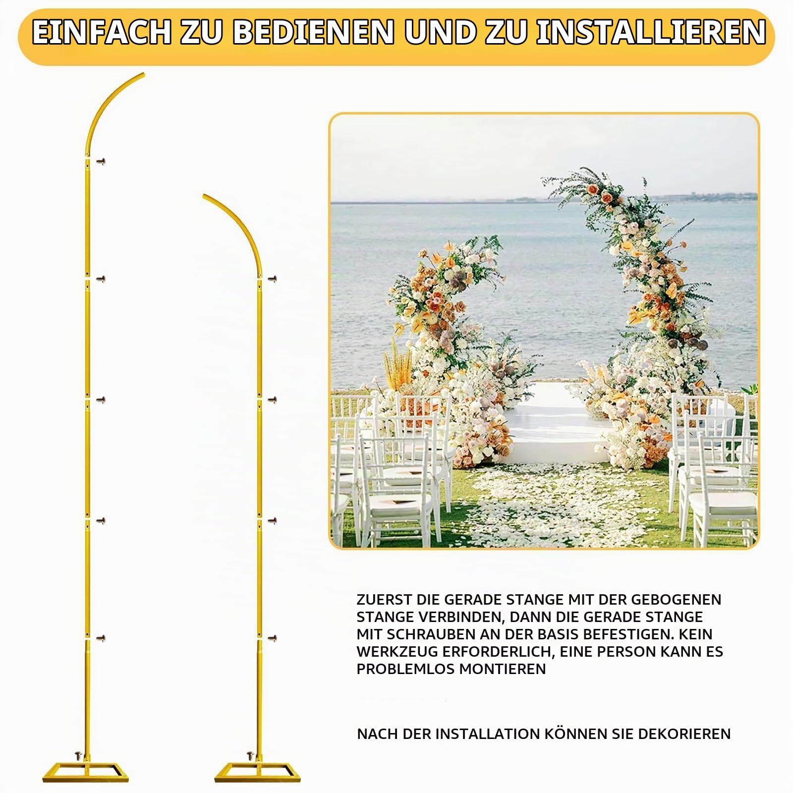 Metall Ballonbogen Ständer,204cm & 241cm Hochzeitsbogen Hintergrund Ständer