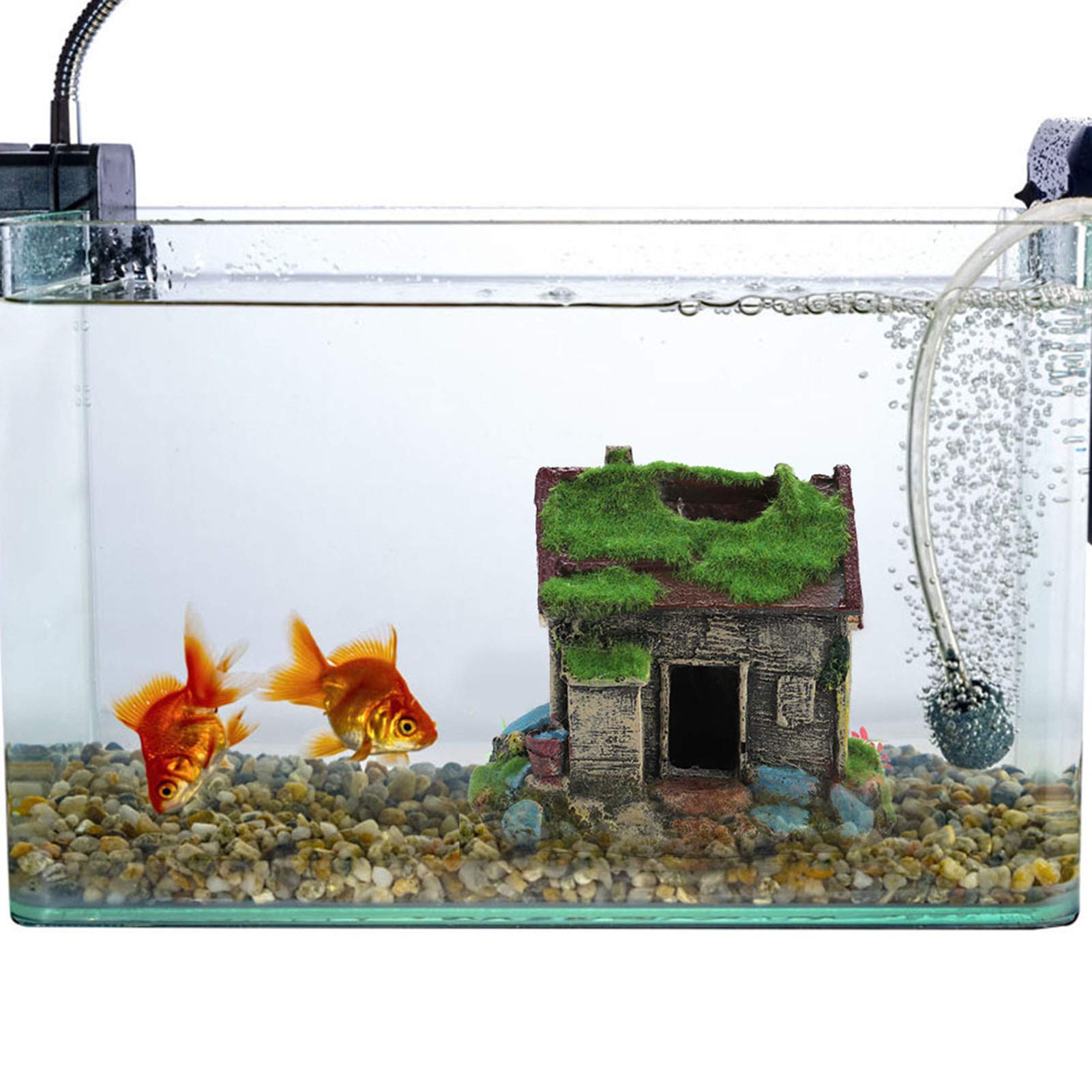 GANAZONO Aquarium Landschapsarchitectuur Huis Aquarium Ornament Boomhut Decoratie Aquarium Schuilplaats Grothuis Hars Vis Huis Kleine Hars Huis Gesimuleerde Kleine Huis Aquarium
