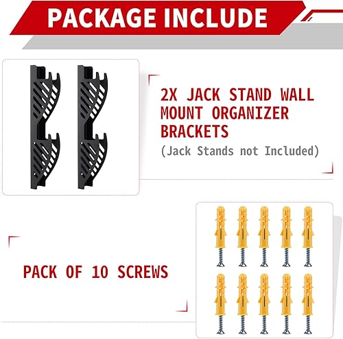 Miniatura 7 de Racewill Organizador de montaje en pared con soporte para gato, soporte de almacenamiento para 2 y 3 toneladas (paquete de 2)