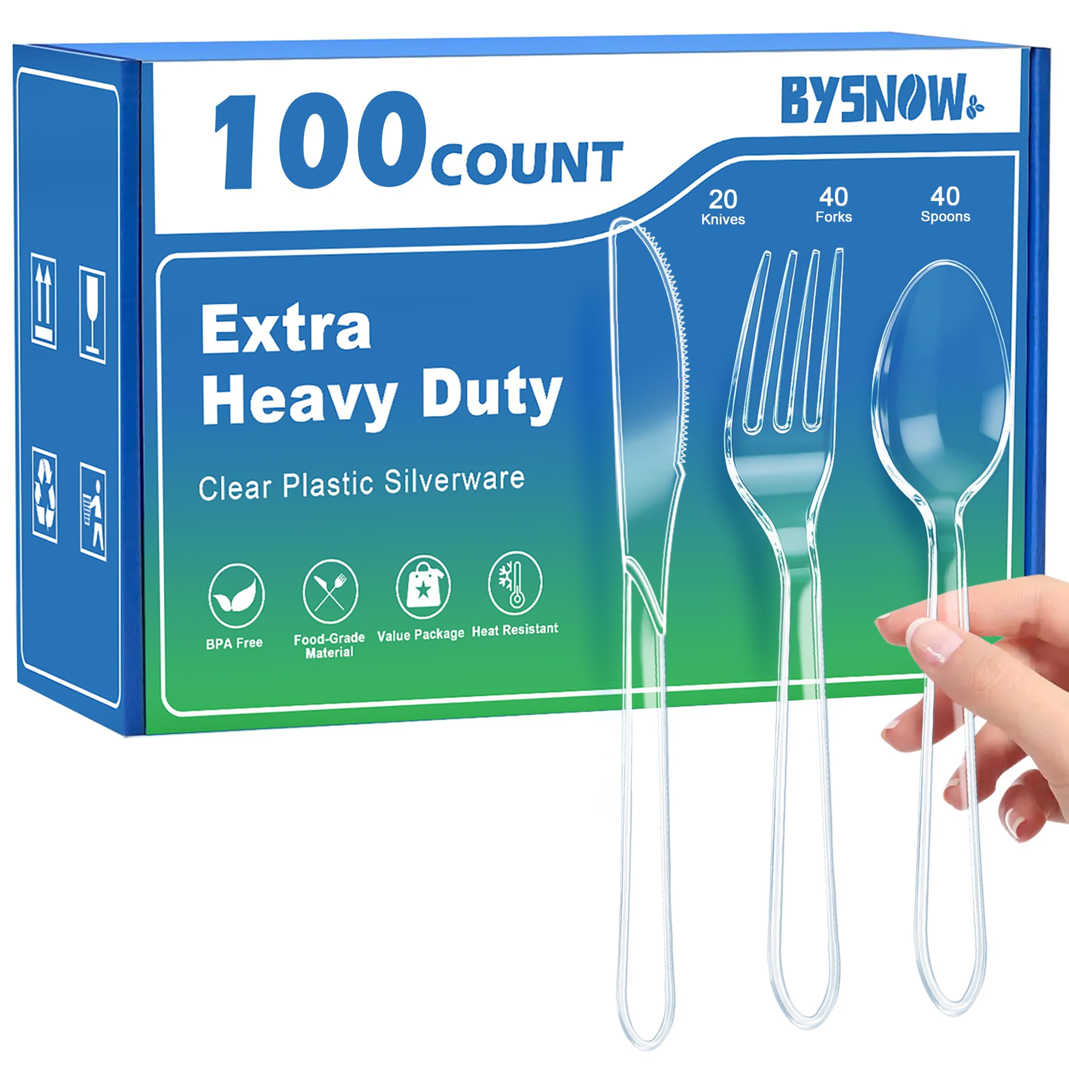 BYSNOW 360 Pack Heavy Duty Disposable Silverware -10