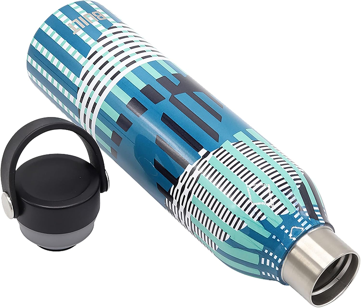 BUILT 24 Ounces Cascade Double Wall Vacuum Insulated Stainless Steel Bottle with Twist Lid with Handle, Off The Grid Blue