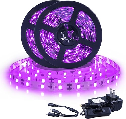 Ontesik Kit de tira de luz LED negra de 50 pies, luz negra LED UV de 12 V, 900 LED adecuada para dormitorios familiares, fiestas, Halloween, fiestas