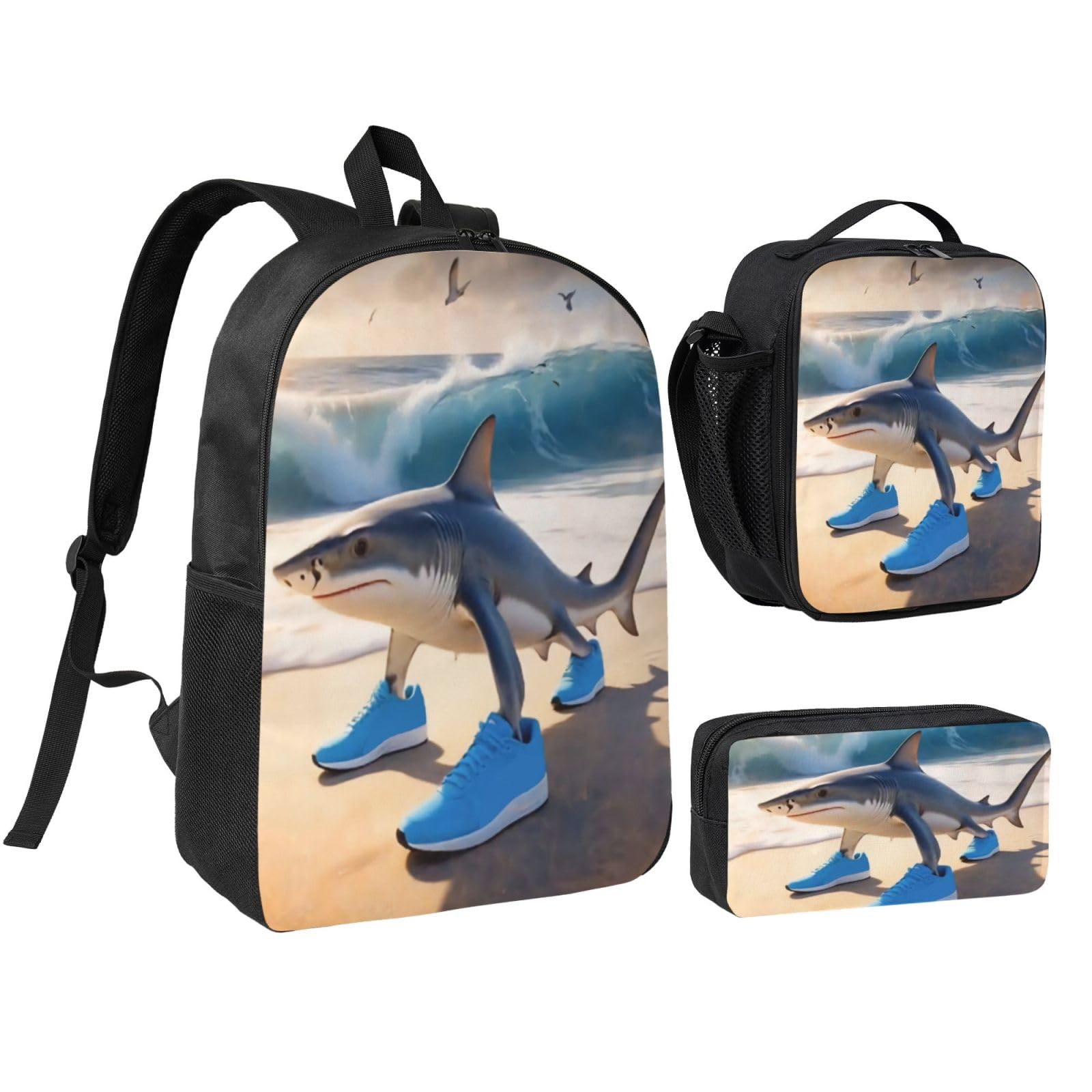 Dyale Adjustable Rucksack Lunch Bag Pencil Case Tralalero Tralala Backpacks 3pcs Set Primary Secondary Daypacks Work Laptop Bookbags Daily Gifts