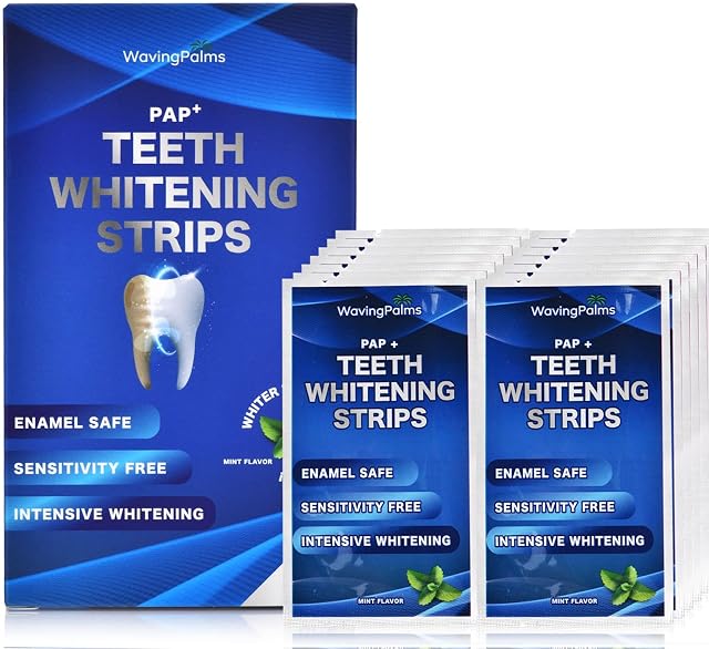 Waving Palms Teeth whitening Strips28 Non-Sensitive Whitening StripsPeroxide Free Teeth Whitening Strips14 Treatments for Teeth whitening, Professional and Safe Teeth whitening Strips