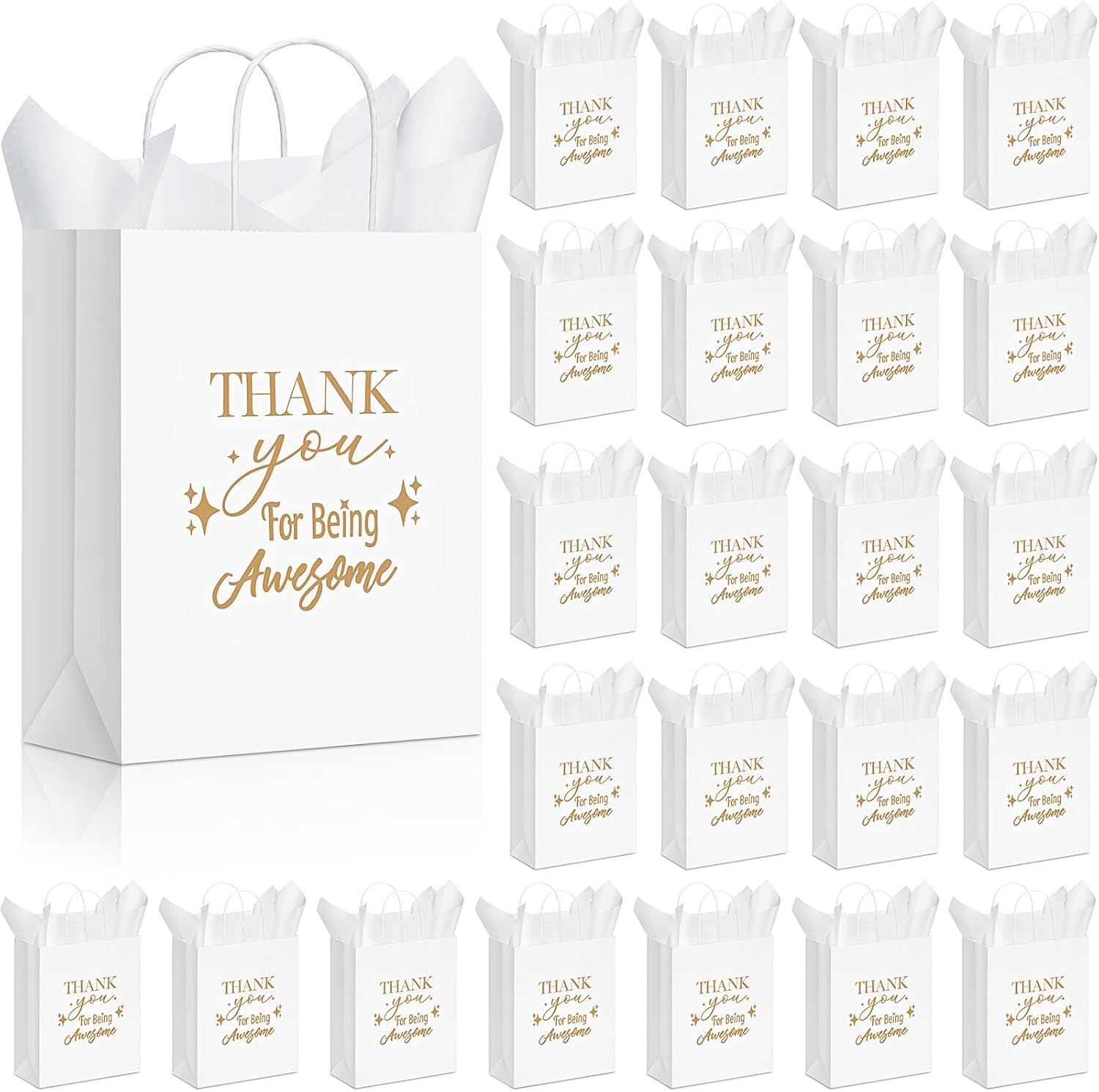 Amazon.com: Tenceur 25 Pcs Thank You Gift Bags 9x7.5x3.6 Inch Kraft ...