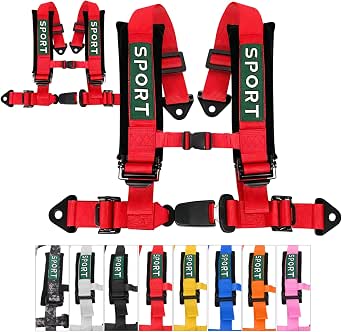 BESTZHEYU 2 pcs 4-Point Racing Harness with Heavy Duty Shoulder Padding and Auto Buckle for UTV ATV Sports Car